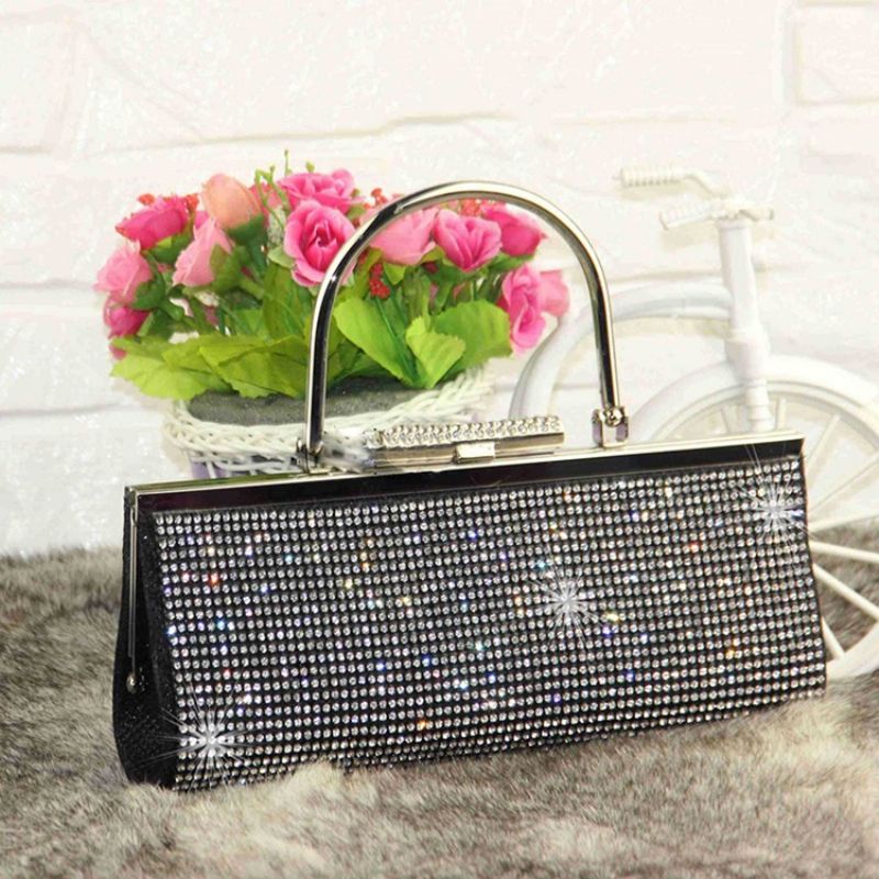 Pailletter I Koreansk Stil Rhinestone Clutch