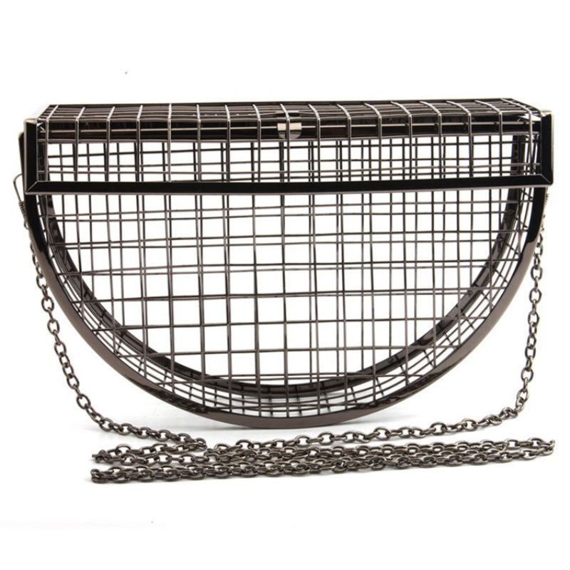 Plain Chain Saddle Hollow Crossbody Tasker