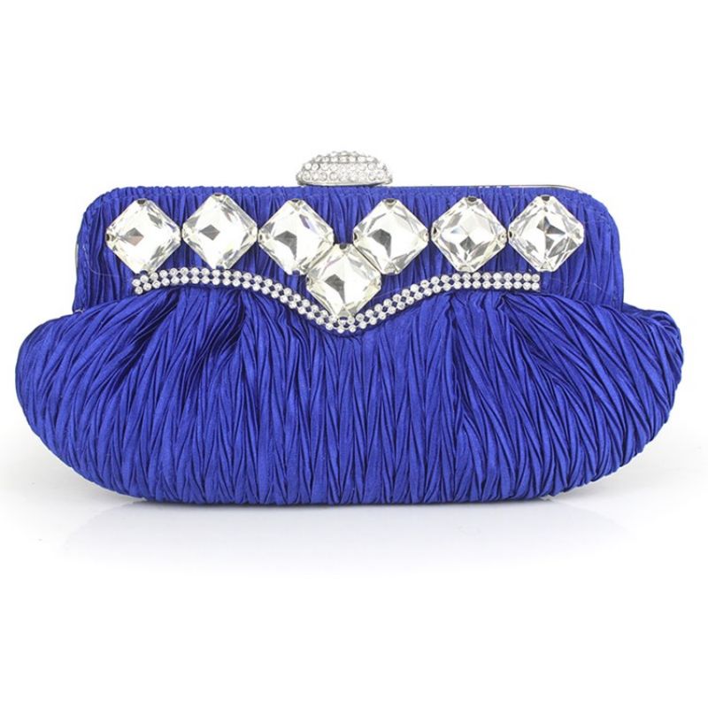 Plisseret Rhinestone Dekoration Aften Clutch