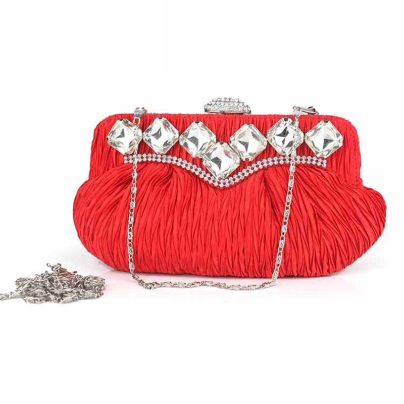 Plisseret Rhinestone Dekoration Aften Clutch