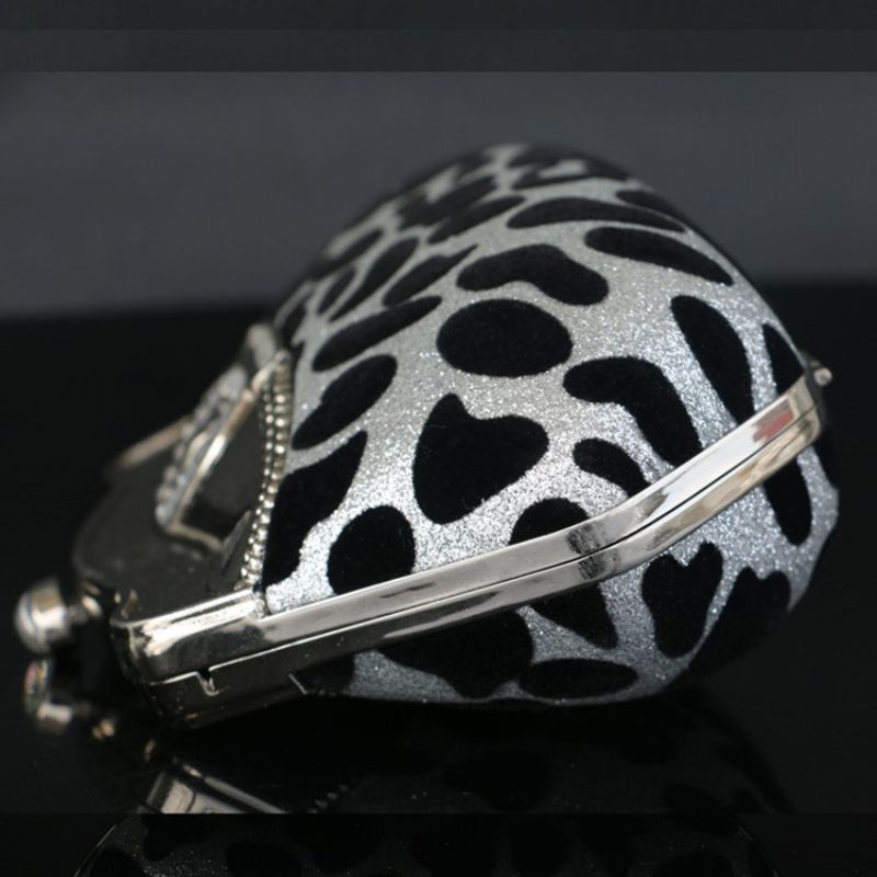 Skalformet Rhinestone Leopard Clutch