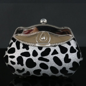 Skalformet Rhinestone Leopard Clutch