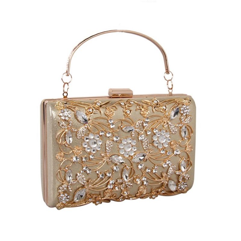 Udhulet Metallisk Diamantdesign Clutch