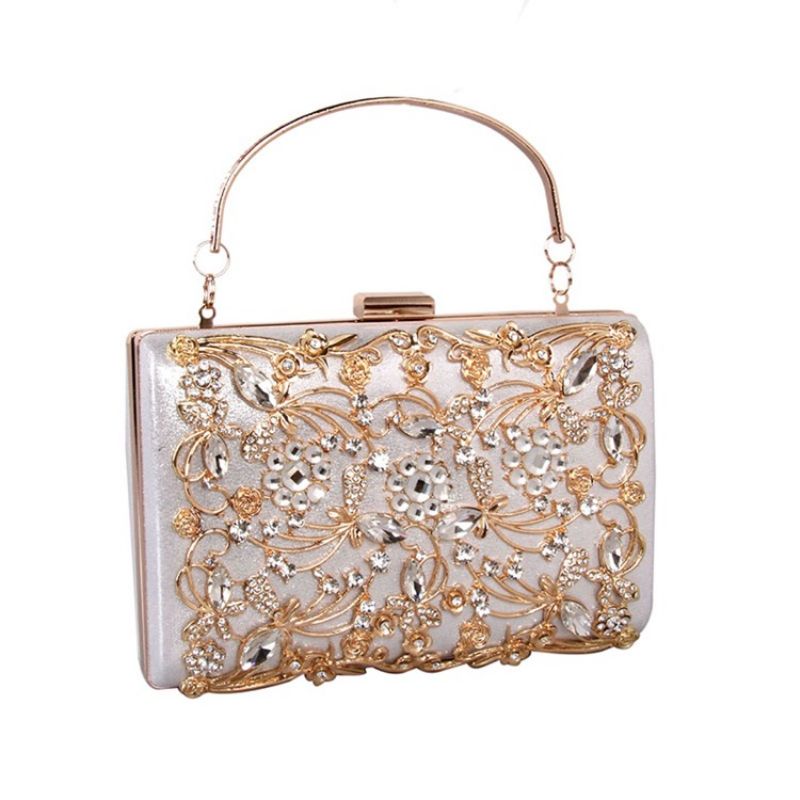 Udhulet Metallisk Diamantdesign Clutch