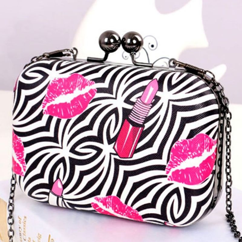 Zebra Stribe Dekoreret Aften Clutch