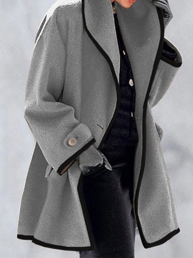 One Button A Line Button Mid-Længde Spring Overcoat