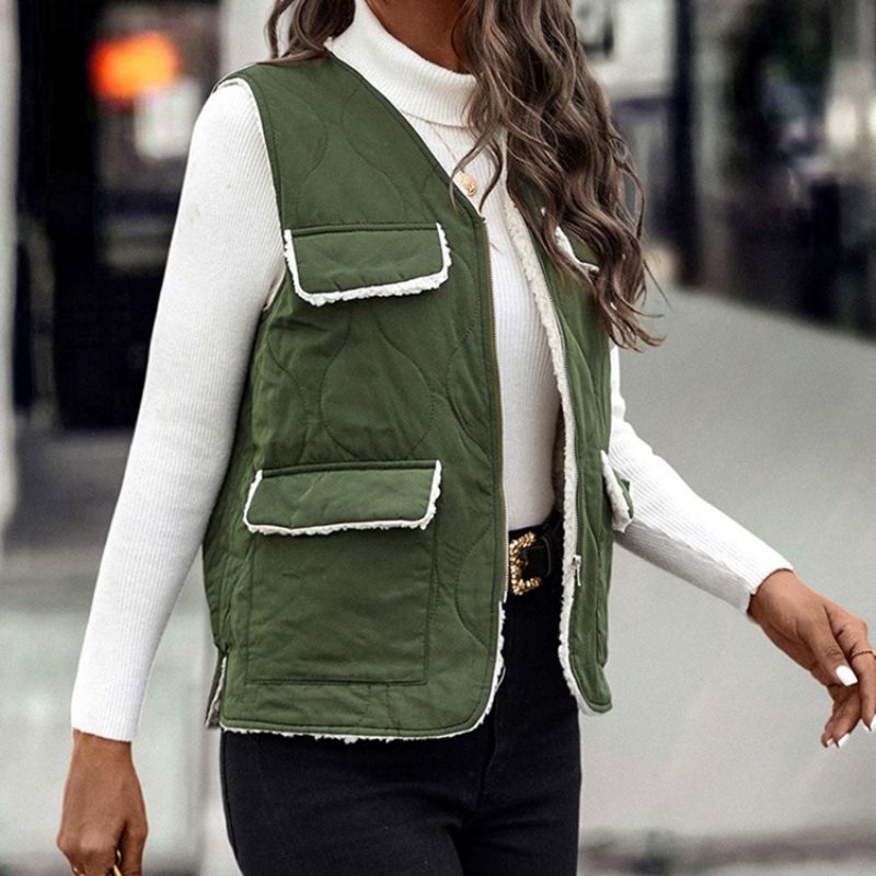 Plain Pocket V-Hals Fall Standard Vest