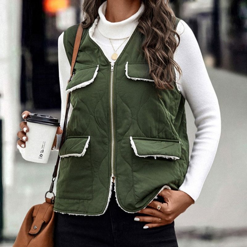 Plain Pocket V-Hals Fall Standard Vest