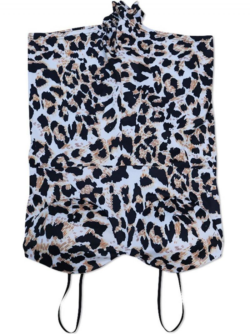 Leopard Jumpsuit Gennemsigtig Pullover A-Line Kvinders Todelt Sæt