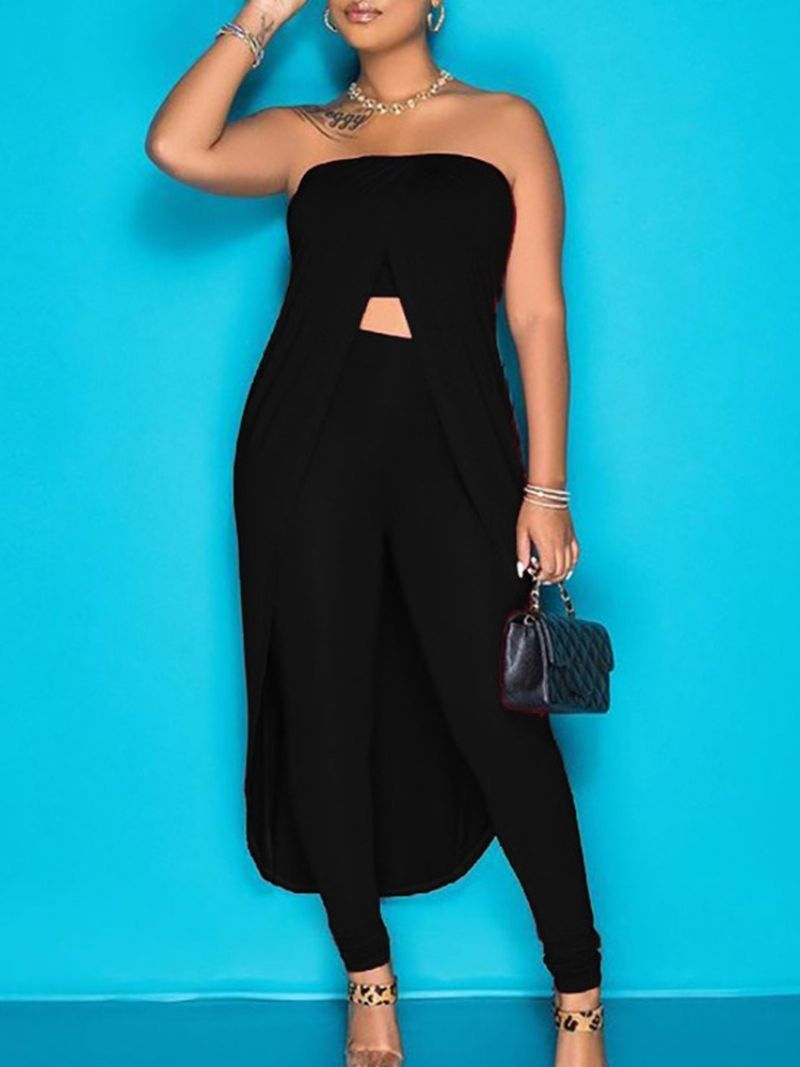 Mode Backless Pants Blyant Pants Off Shoulder Kvinders Todelt Sæt Buksesæt