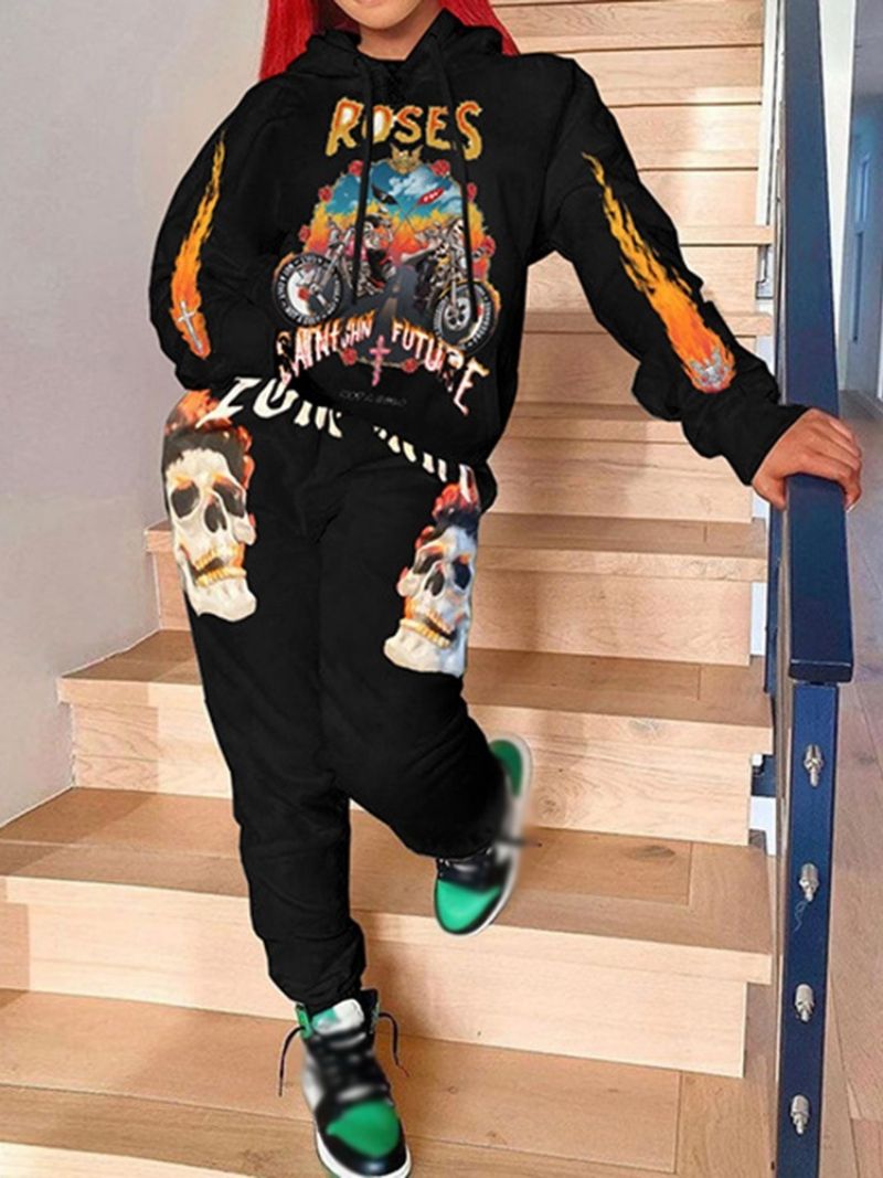 Western Patchwork Skull Hooded Pencil Pants I To Stykker