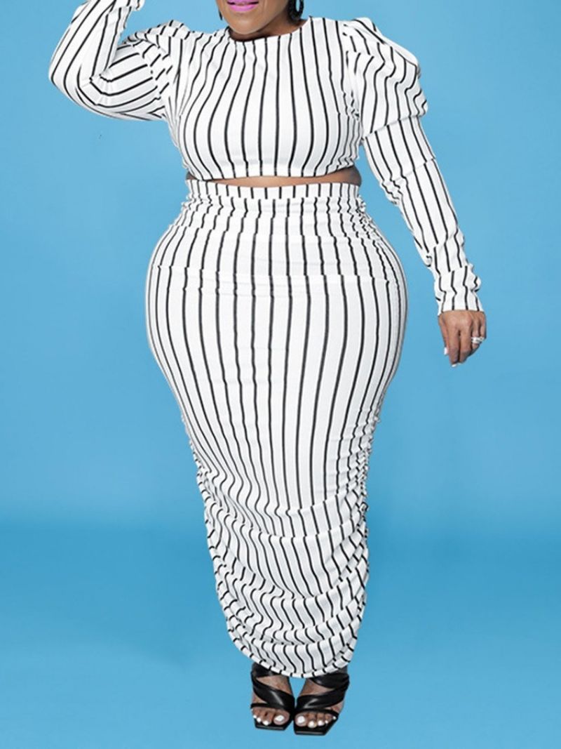 Western Stripe Nederdel Pullover Bodycon Todelt Sæt