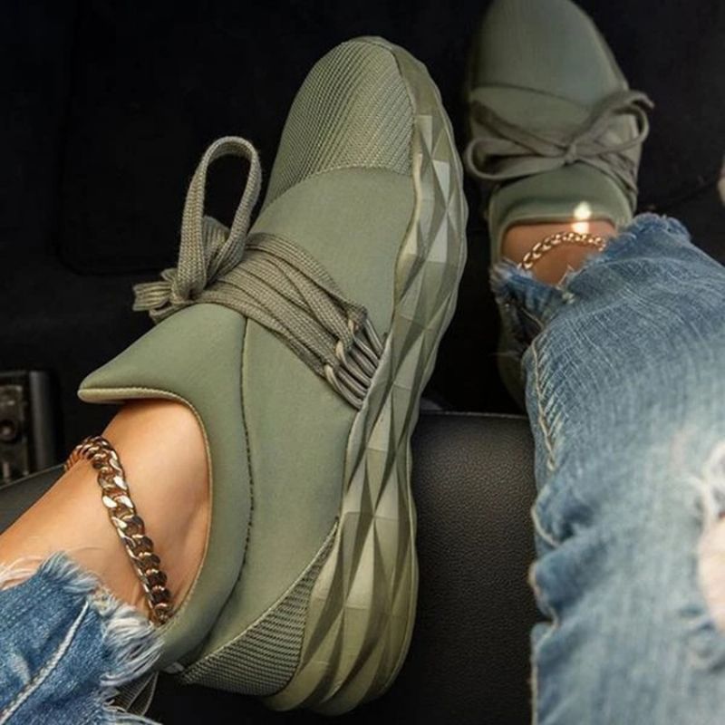 Lace-Up Slip-On Rund Tå Casual Tynde Sko