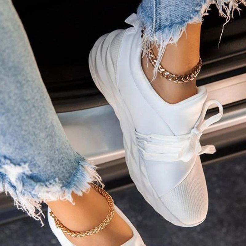 Lace-Up Slip-On Rund Tå Casual Tynde Sko