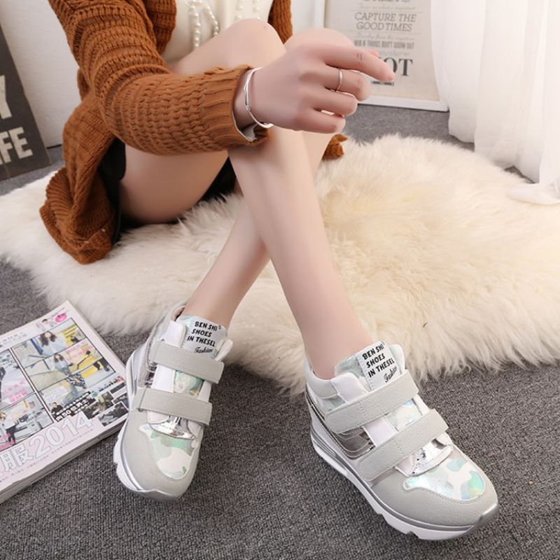 Patchwork Camouflage Platform Velcro Sneakers Til Kvinder