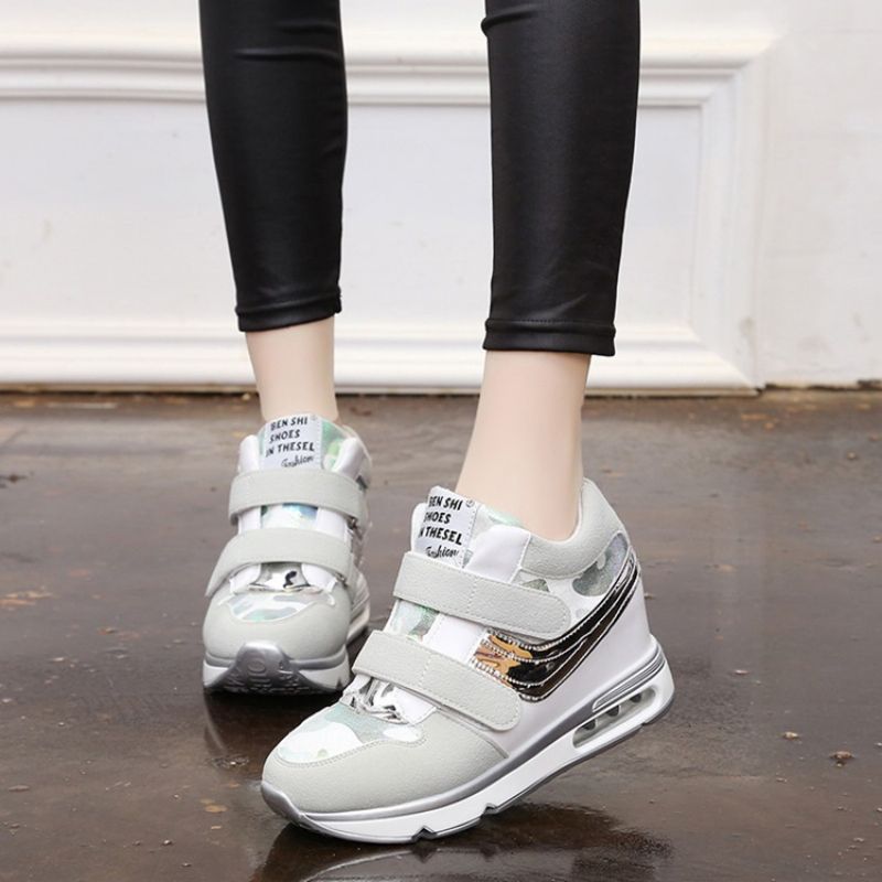 Patchwork Camouflage Platform Velcro Sneakers Til Kvinder