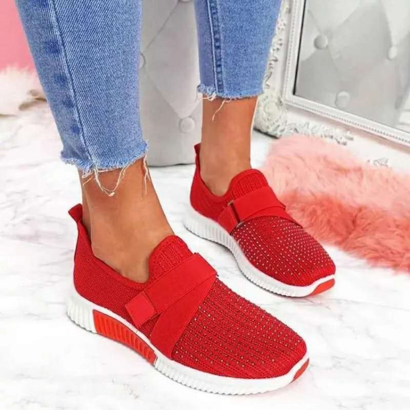 Slip-On Rhinestone Rund Toe Casual Sneakers