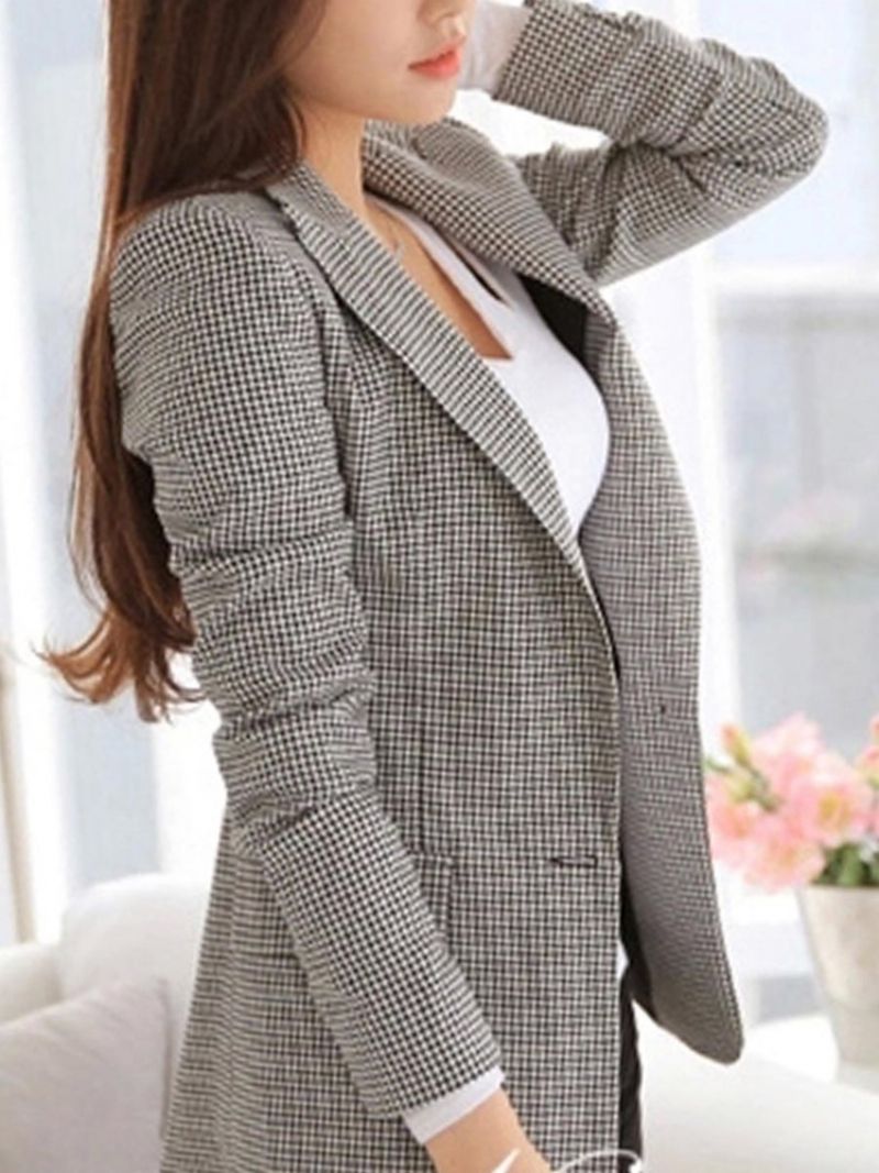 Houndstooth Blazer Dame Slim Houndstooth One Button Dame Blazer