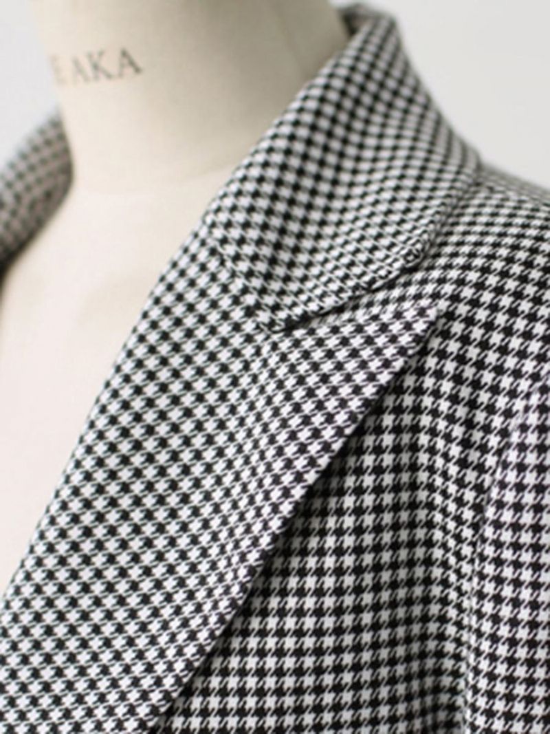 Houndstooth Blazer Dame Slim Houndstooth One Button Dame Blazer