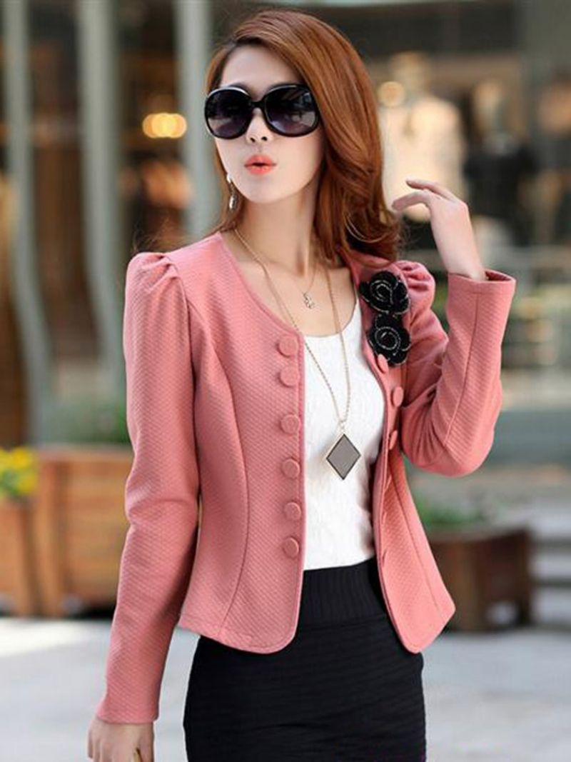 Retro Slim Dobbeltradet Cardigan Fancy Blazer