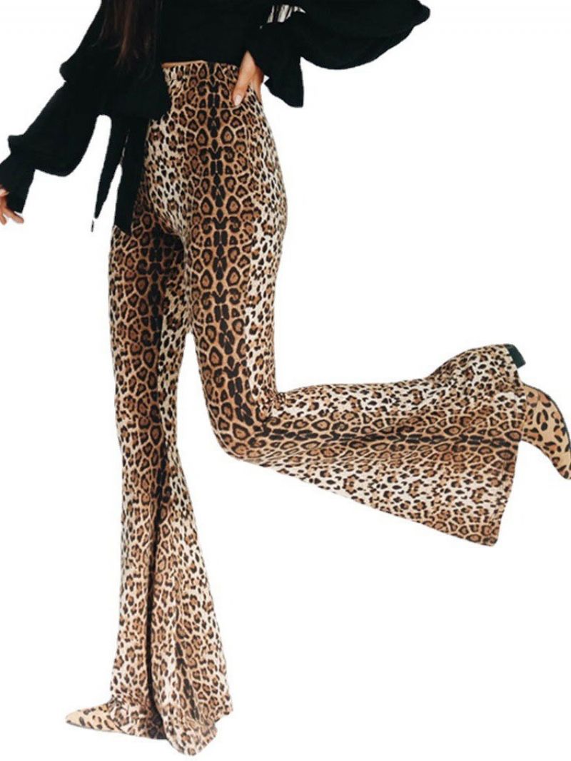 Casual Slim Leopard Fuld Længde Bellbottoms Bukser