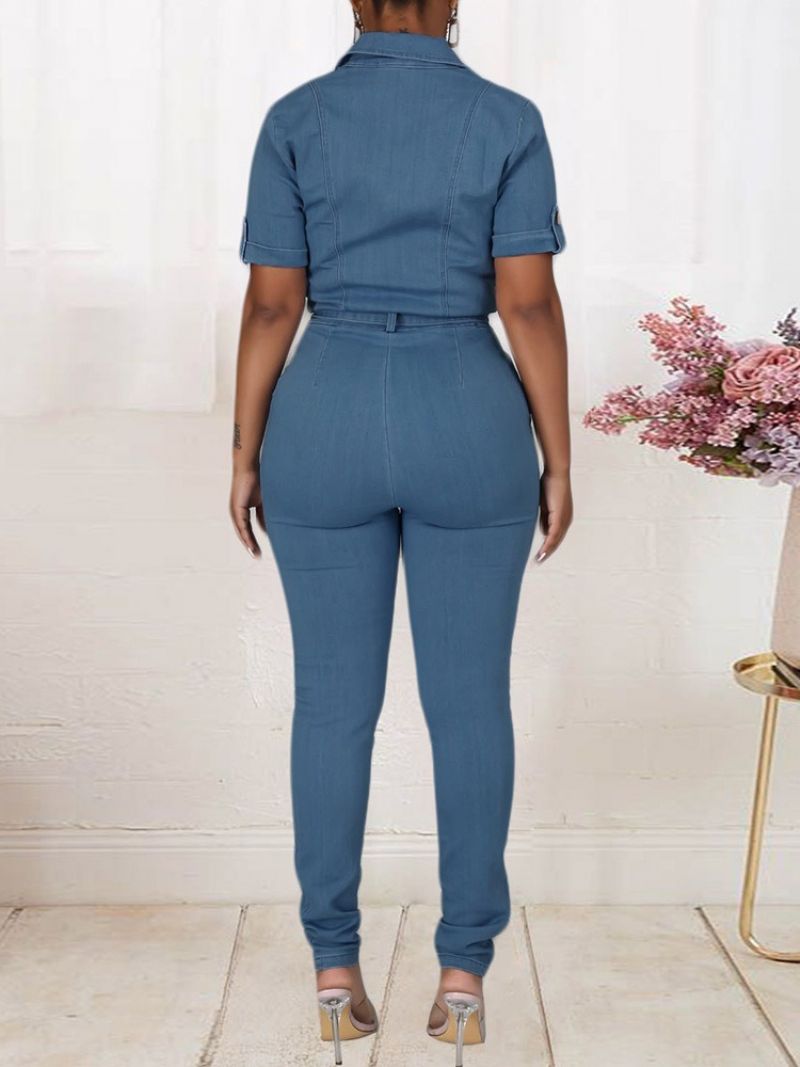 Fuld Længde Sweet Button Skinny Jumpsuit Mellem Talje