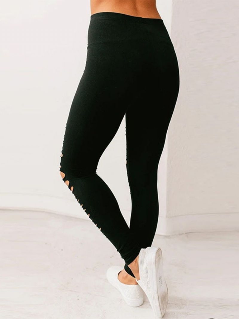 Skinny Plain Hole Pencil Pants Mid Waist Damebukser