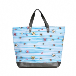 Bohemian Canvas Floral Firkantede Tote Bags