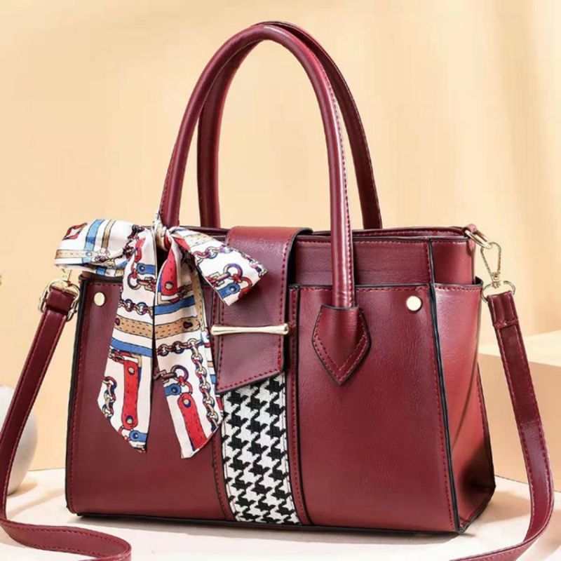 Color Block Pu Houndstooth Rektangulære Muleposer