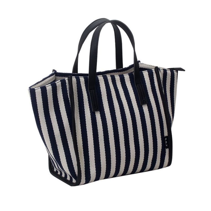 Lærred Tråd Stripe Wing Tote Bags