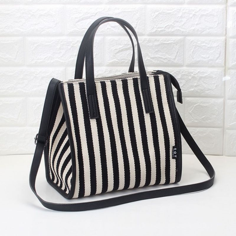 Lærred Tråd Stripe Wing Tote Bags