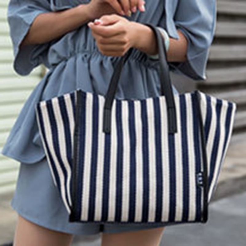 Lærred Tråd Stripe Wing Tote Bags