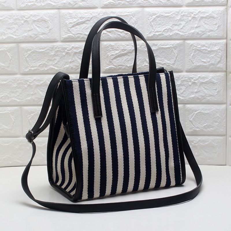 Lærred Tråd Stripe Wing Tote Bags