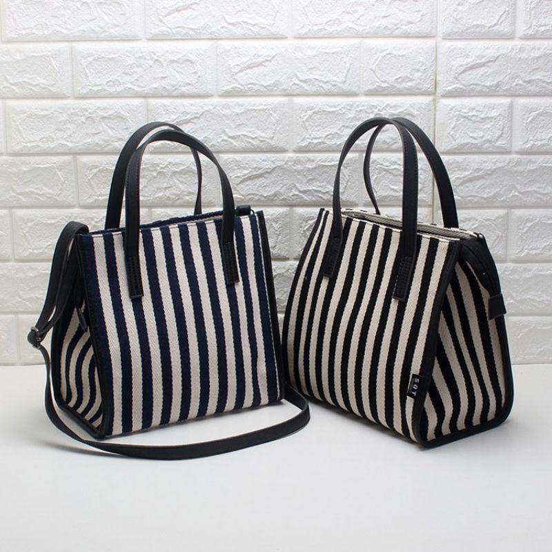 Lærred Tråd Stripe Wing Tote Bags