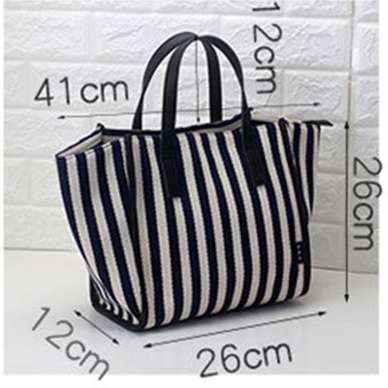 Lærred Tråd Stripe Wing Tote Bags