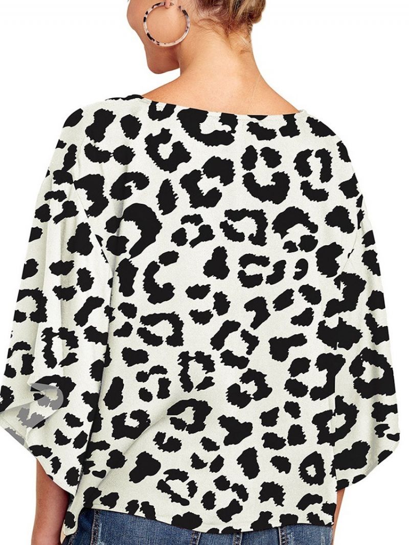 Flare Sleeve V-Hals Print Kvinders Halværmede Standard Bluse