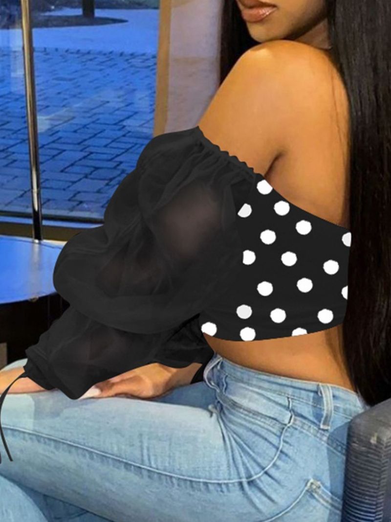 Kort Langærmet Polka Dots Slim Sexet T-Shirt