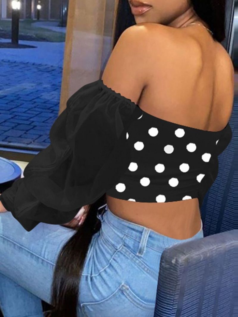 Kort Langærmet Polka Dots Slim Sexet T-Shirt