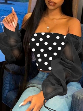 Kort Langærmet Polka Dots Slim Sexet T-Shirt