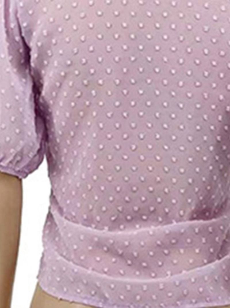 Polka Dots Revers Knap Dame Kortærmet Standard Bluse