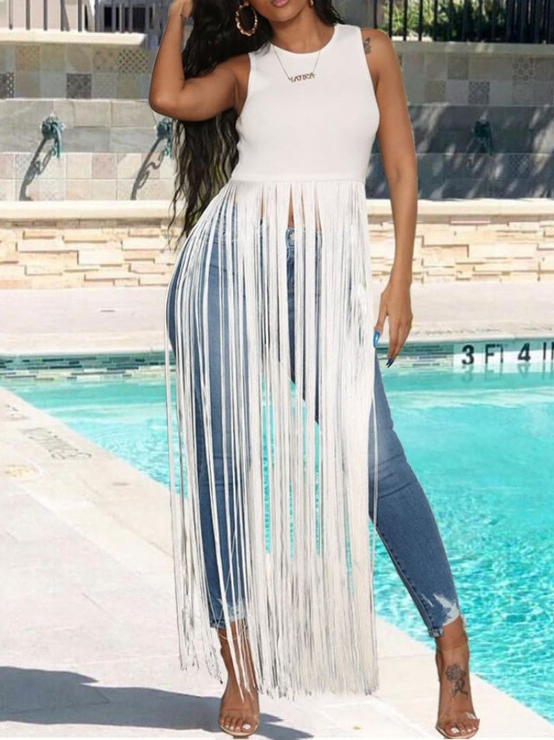 Polyester Sommer Tassel Long Tank Top