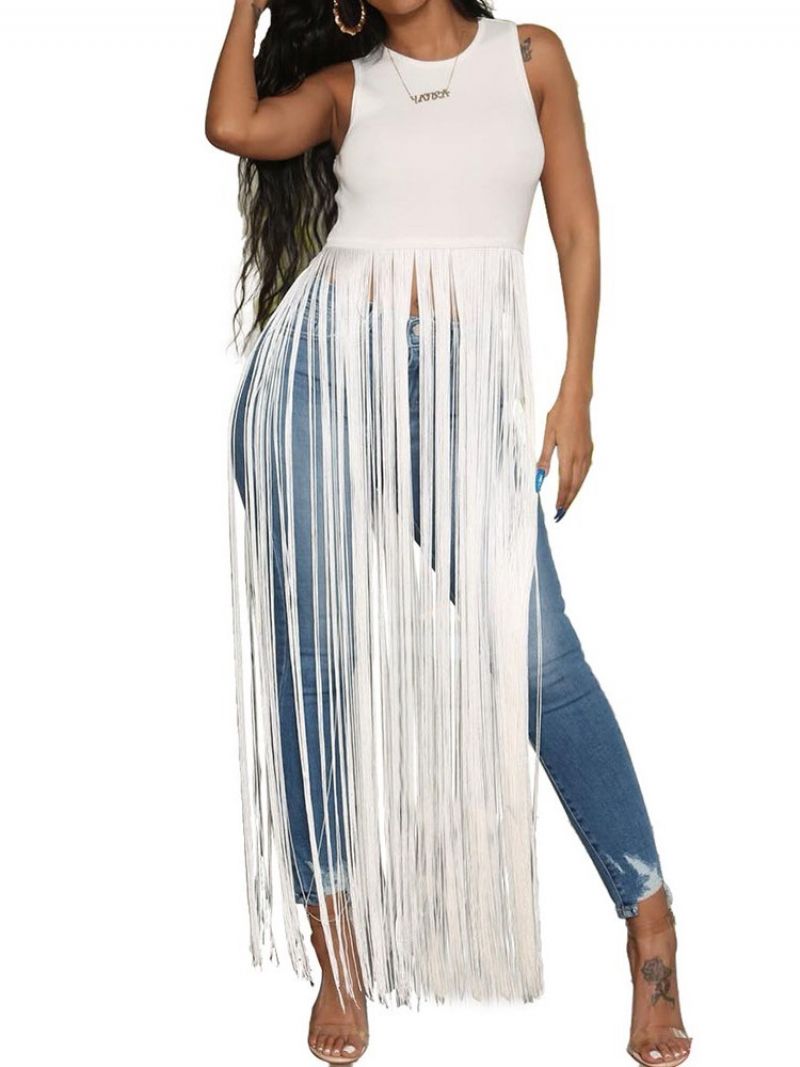 Polyester Sommer Tassel Long Tank Top