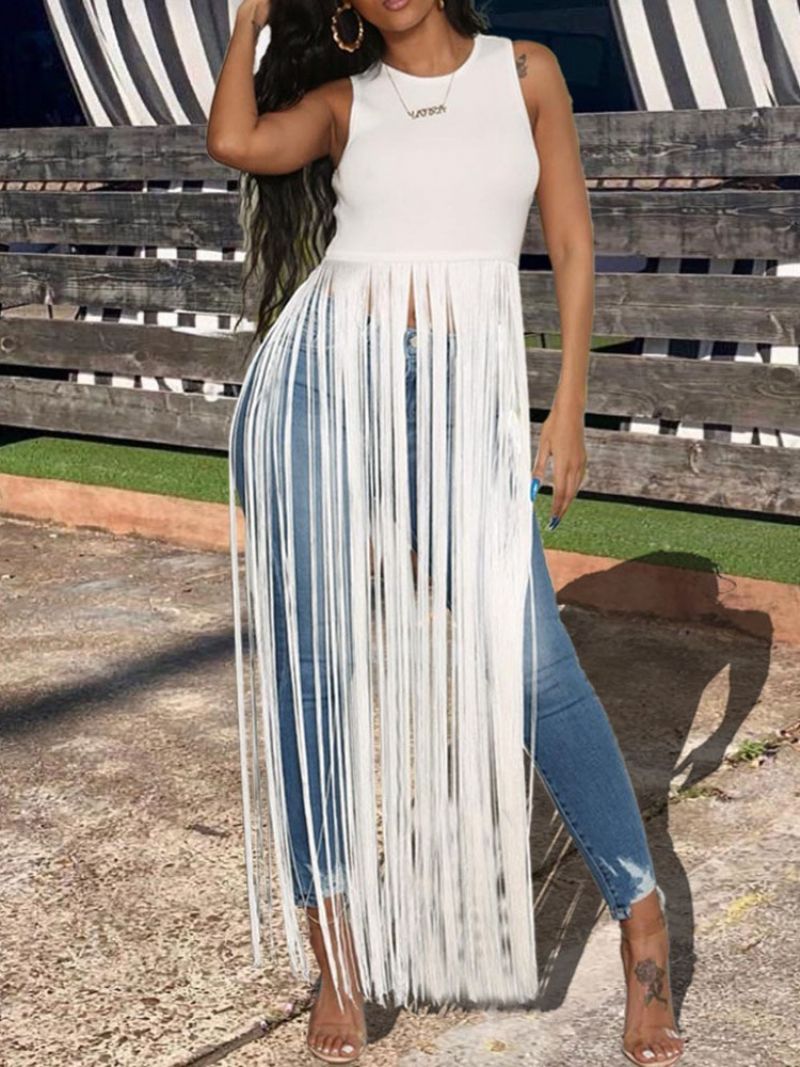 Polyester Sommer Tassel Long Tank Top