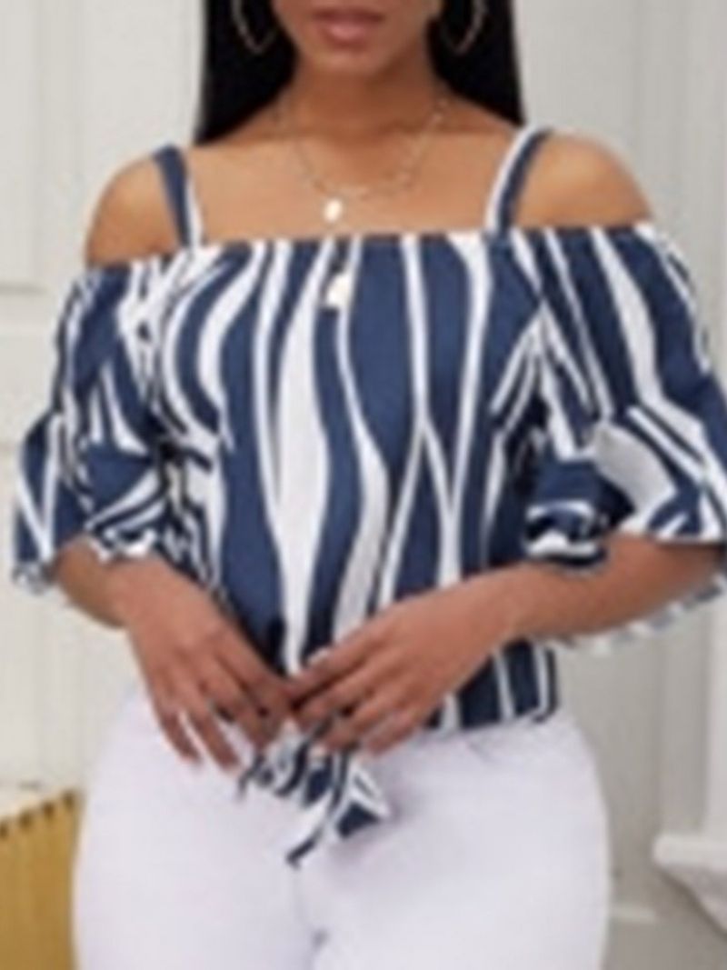 Stripe Print Halværmet Stripe Standard Bluse