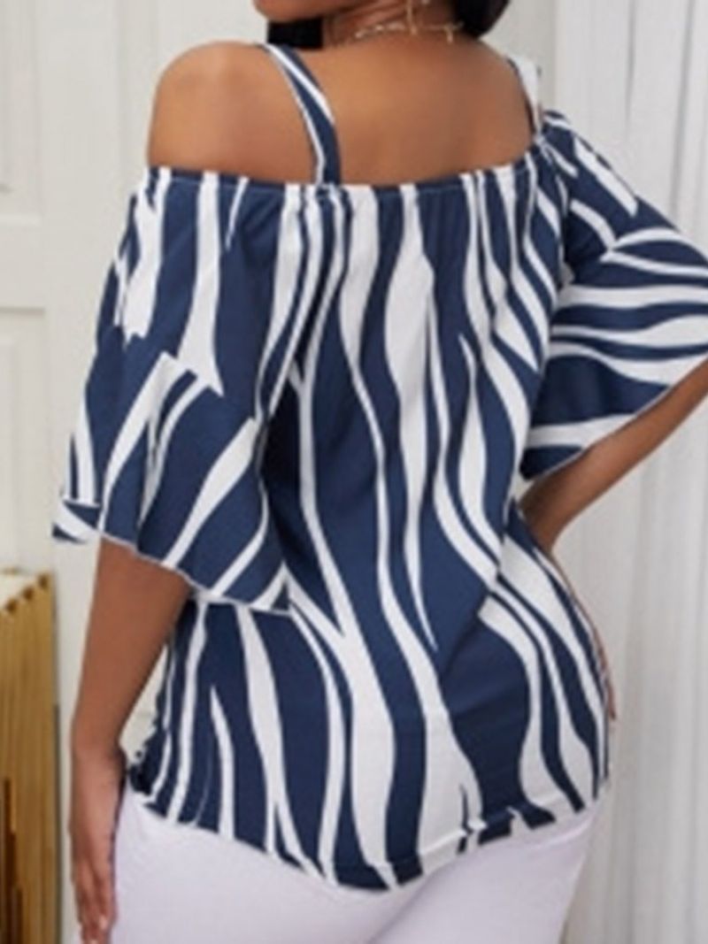 Stripe Print Halværmet Stripe Standard Bluse