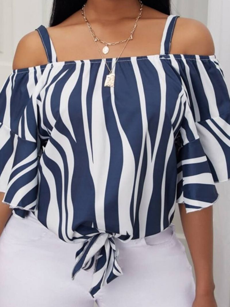 Stripe Print Halværmet Stripe Standard Bluse