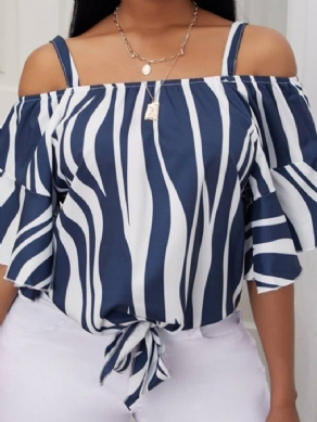 Stripe Print Halværmet Stripe Standard Bluse