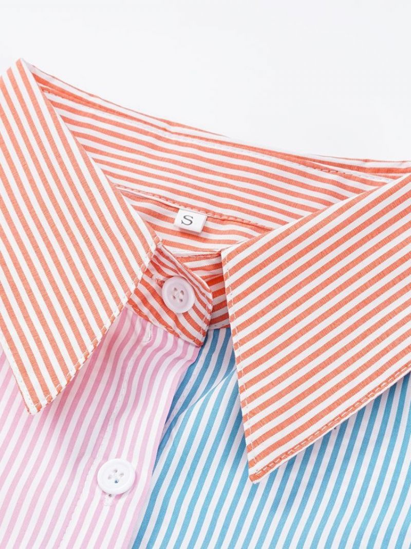 Stripe Revers Regular Mellemlang Langærmet Bluse