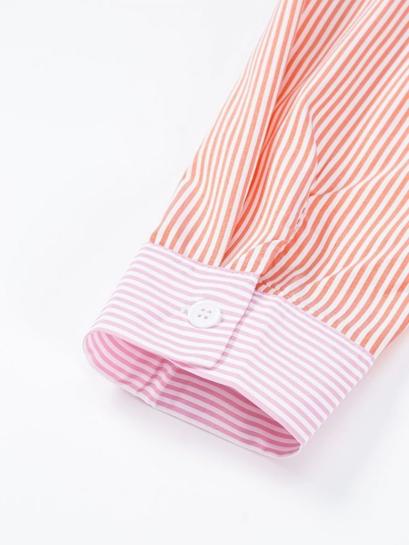 Stripe Revers Regular Mellemlang Langærmet Bluse