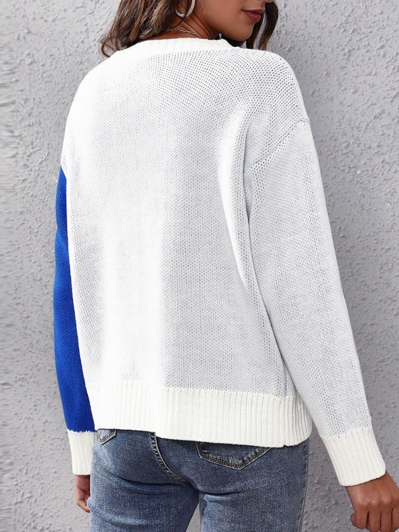 Almindelig Patchwork Tynd Vinter Standard Sweater